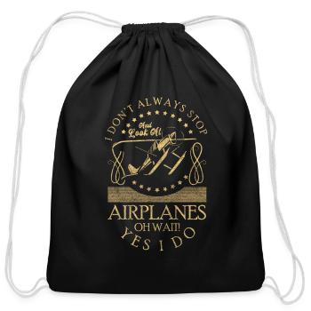 Airplane Remote Control Aerobatics - Cotton Drawstring Bag - black - Front