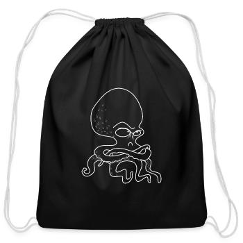 Grumpy Octopus - Cotton Drawstring Bag - black - Front