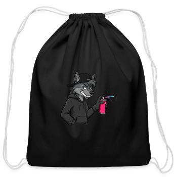 Furry sprayer - Cotton Drawstring Bag - black - Front