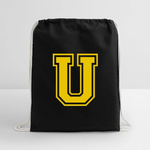 Letter U – Capital Athletic Alphabet Monogram - Cotton Drawstring Bag