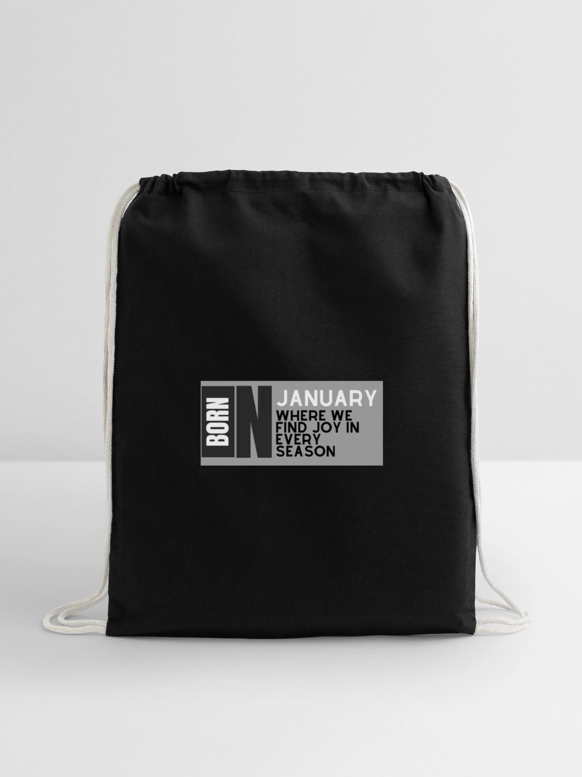 Joyful January - Cotton Drawstring Bag - black - Front