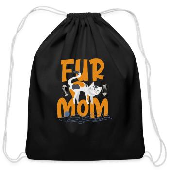 Fur Mom Cat Lovers - Cotton Drawstring Bag - black - Front