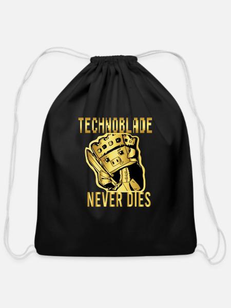 Technoblade Never Dies Golden - Cotton Drawstring Bag - black
