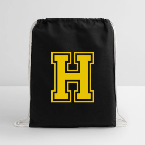 Letter H – Capital Athletic Alphabet Monogram - Cotton Drawstring Bag