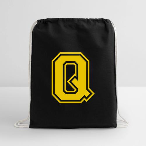Letter Q – Capital Athletic Alphabet Monogram - Cotton Drawstring Bag