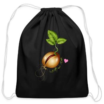 germinating seed - gardening with love - Cotton Drawstring Bag - black - Front