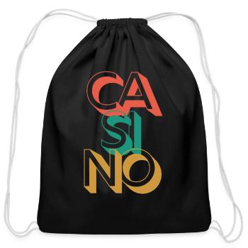 Retro Casino - Cotton Drawstring Bag - black - Front