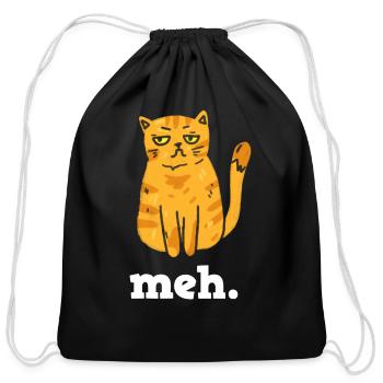 Cat Meh Design For Pet Cat Lovers - Cotton Drawstring Bag - black - Front