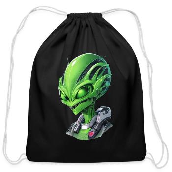 Alien Portrait: Fascinating Face from Another - Cotton Drawstring Bag - black - Front