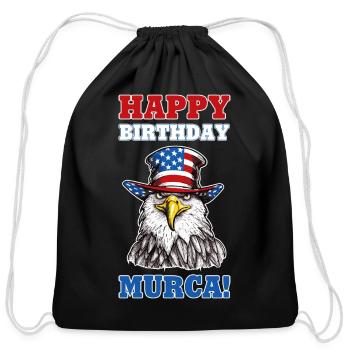 Happy Birthday 'MURCA! - Cotton Drawstring Bag - black - Front