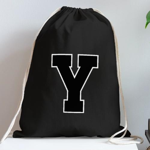 Varsity Letter Y Collegiate Alphabet Art - Cotton Drawstring Bag