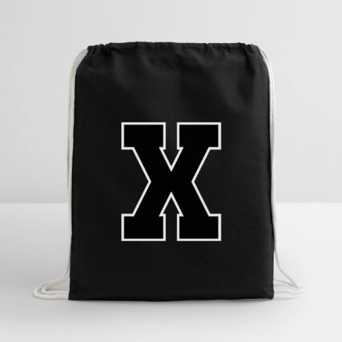 Varsity Letter X Athletic Monogram - Cotton Drawstring Bag