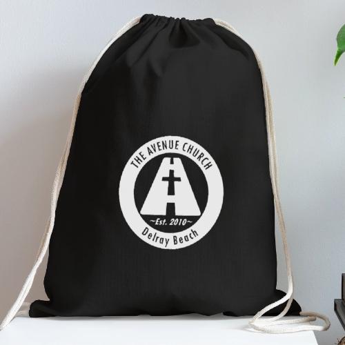 Avenue Church Seal, White - Cotton Drawstring Bag