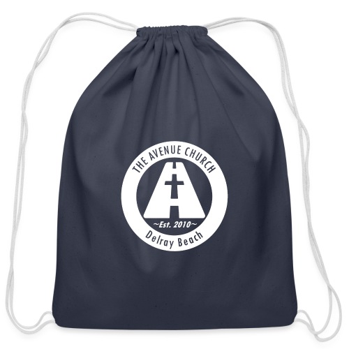 Avenue Church Seal, White - Cotton Drawstring Bag