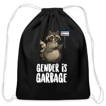 Gender Is Garbage Raccoon - Cotton Drawstring Bag - black - Front