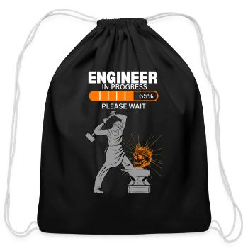 Engineer in progress - Cotton Drawstring Bag - black - Front