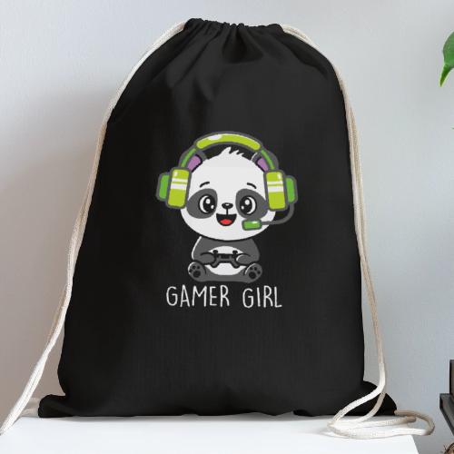 Cute Panda Gamer Girl - Cotton Drawstring Bag