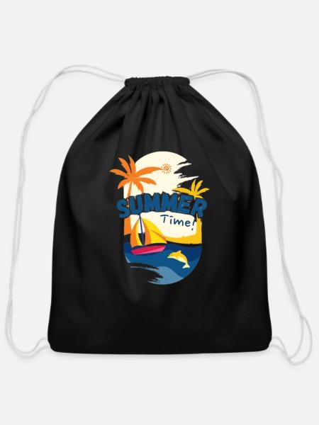 Sun-Ready Summer Tees for Every Adventure - Cotton Drawstring Bag - black