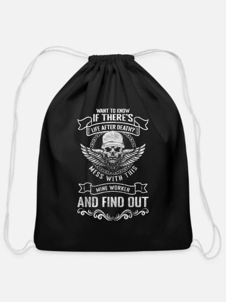 Mining Underground Stones Profession - Cotton Drawstring Bag - black