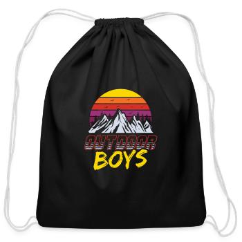 Outdoor Boys Hiking Scouting Camping Adventure - Cotton Drawstring Bag - black - Front