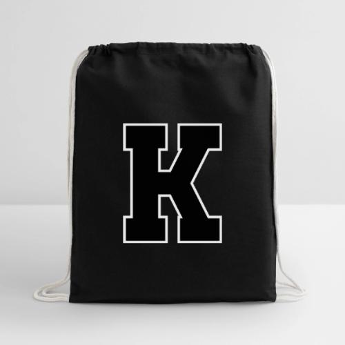 Varsity Letter K Collegiate Font Design - Cotton Drawstring Bag