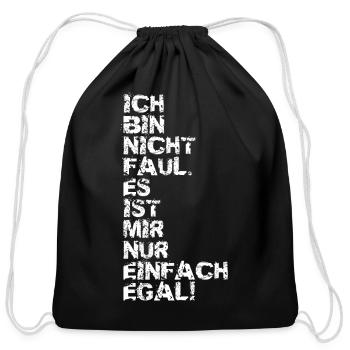 Lazy I Don’t Care German Design - Cotton Drawstring Bag - black - Front