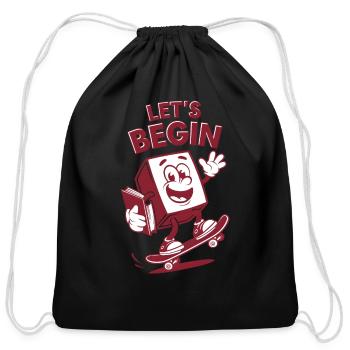 Let's Begin - Cotton Drawstring Bag - black - Front