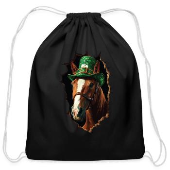Horse - Cotton Drawstring Bag - black - Front