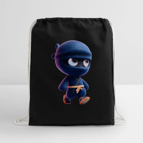 Playful Cartoon Baby Ninja Walking Happily - Cotton Drawstring Bag