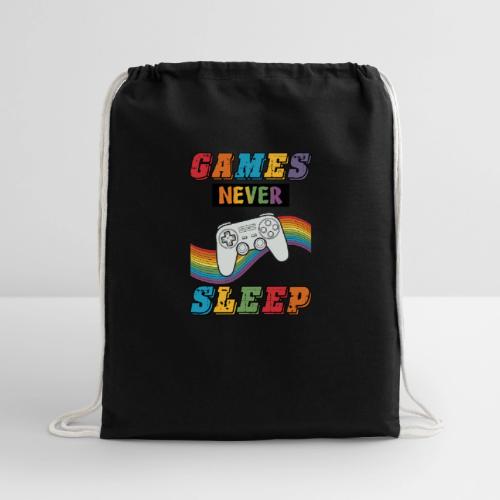Games Never Sleep Rainbow - Cotton Drawstring Bag