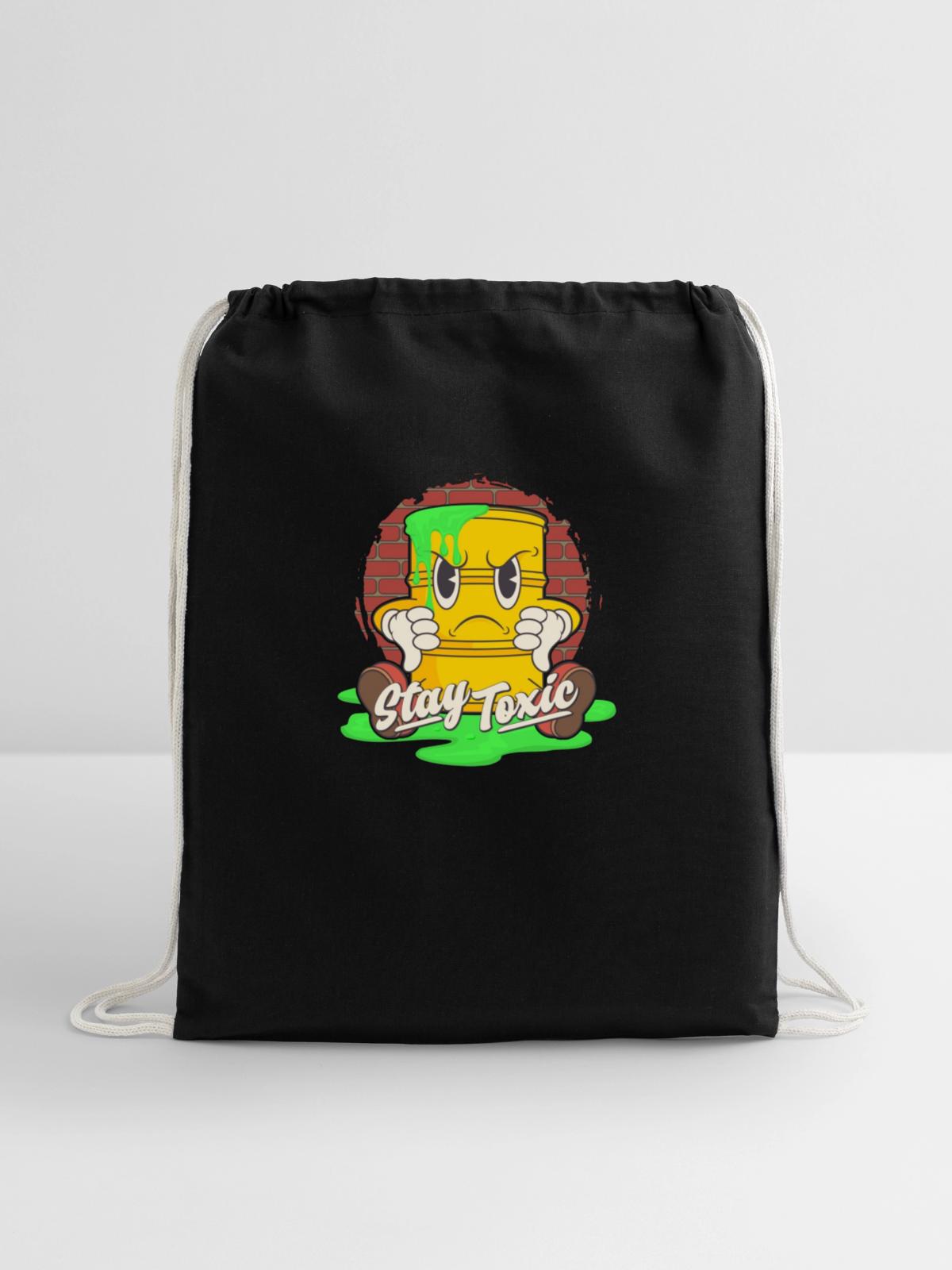 Stay toxic - Cotton Drawstring Bag - black - Front