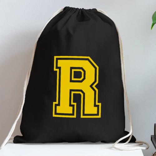 Letter R – Capital Athletic Alphabet Monogram - Cotton Drawstring Bag