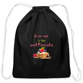 All you need pancake - Cotton Drawstring Bag - black - Front