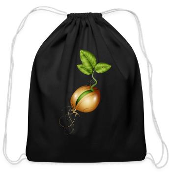 germinating small seed in the ground - Cotton Drawstring Bag - black - Front