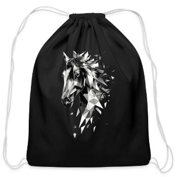 Horse - Cotton Drawstring Bag - black - Front