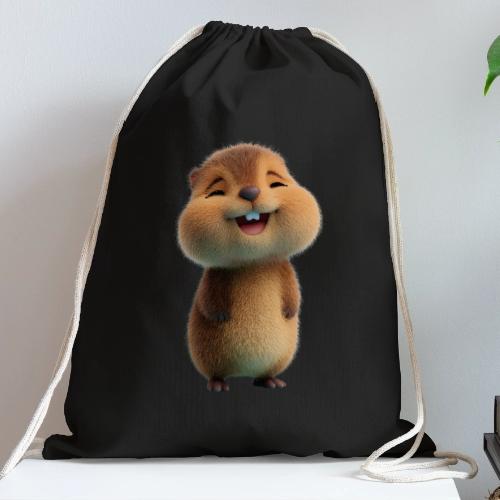 Joyful Cartoon Baby Beaver - Cotton Drawstring Bag