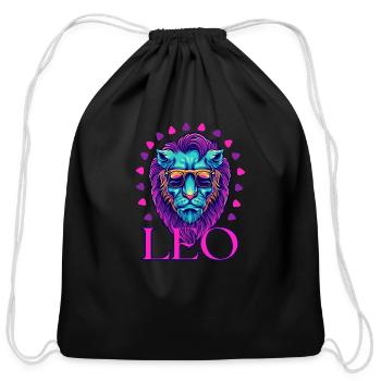 Leo - Cotton Drawstring Bag - black - Front