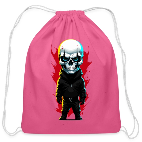 Little man with skull - Cotton Drawstring Bag