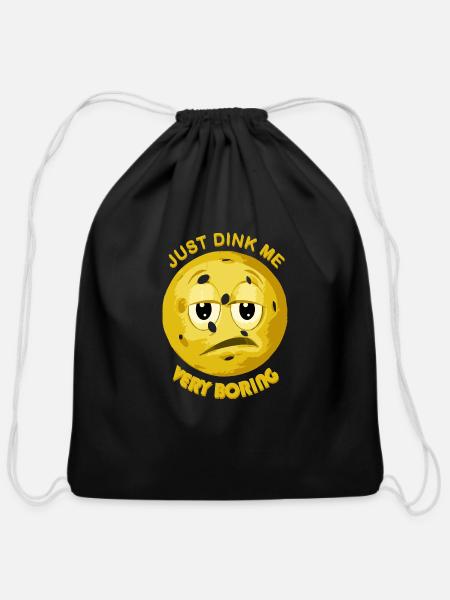 Funny Pickleball - Cotton Drawstring Bag - black