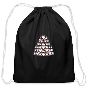 Penguin Christmas Christmas tree pine tree - Cotton Drawstring Bag - black - Front
