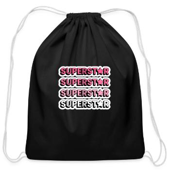 SUPERSTAR!!!!!! (Pink/White - Cotton Drawstring Bag - black - Front