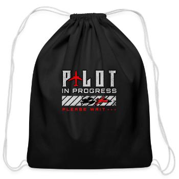Pilot In Progress Future Pilot Aviation Airplane - Cotton Drawstring Bag - black - Front