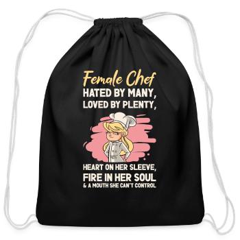 Female Chef Cooking Meals Food Lover - Cotton Drawstring Bag - black - Front