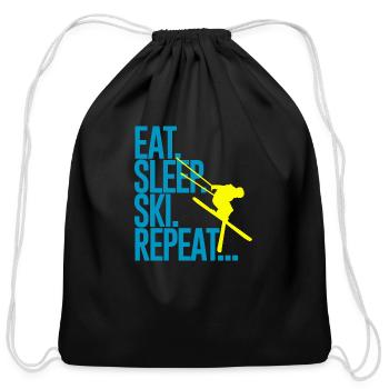 Skiing - Cotton Drawstring Bag - black - Front