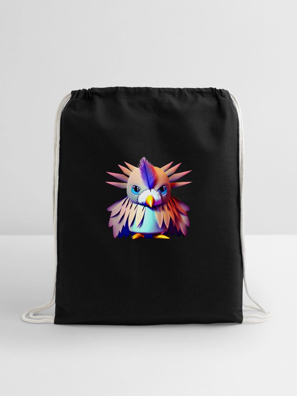 Polygon Vogel - Cotton Drawstring Bag - black - Front