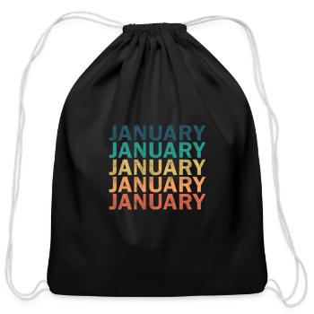 January Name T Shirt - January Vintage Retro Name - Cotton Drawstring Bag - black - Front