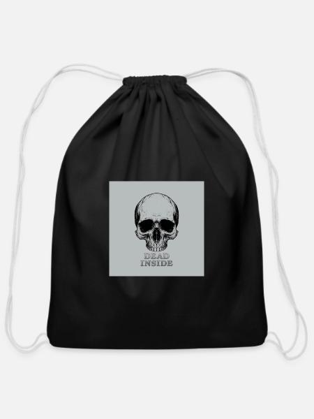 Lucid_Origin_Minimal_skull_illustration_with_bo - Cotton Drawstring Bag - black