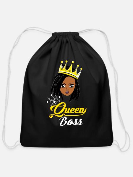 Queen Boss - Cotton Drawstring Bag - black