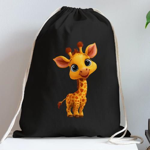 Adorable Cartoon Baby Giraffe with Big Eyes - Cotton Drawstring Bag
