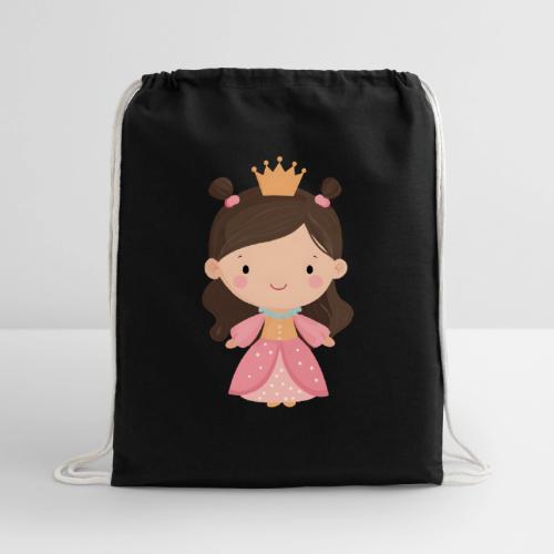 Cute Cartoon Little Princess Standing and Smiling - Cotton Drawstring Bag